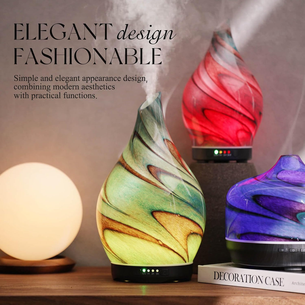 Essential Oil Diffuser 280ml Handmade Glass Diffuser 7H Runtime