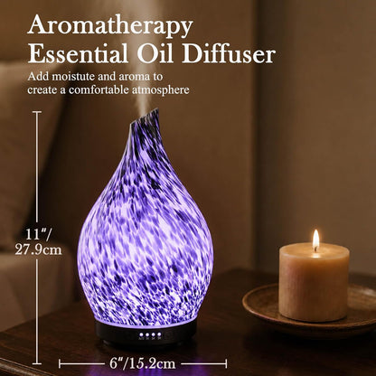 Essential Oil Diffuser 280ml Handmade Glass Diffuser 7H Runtime