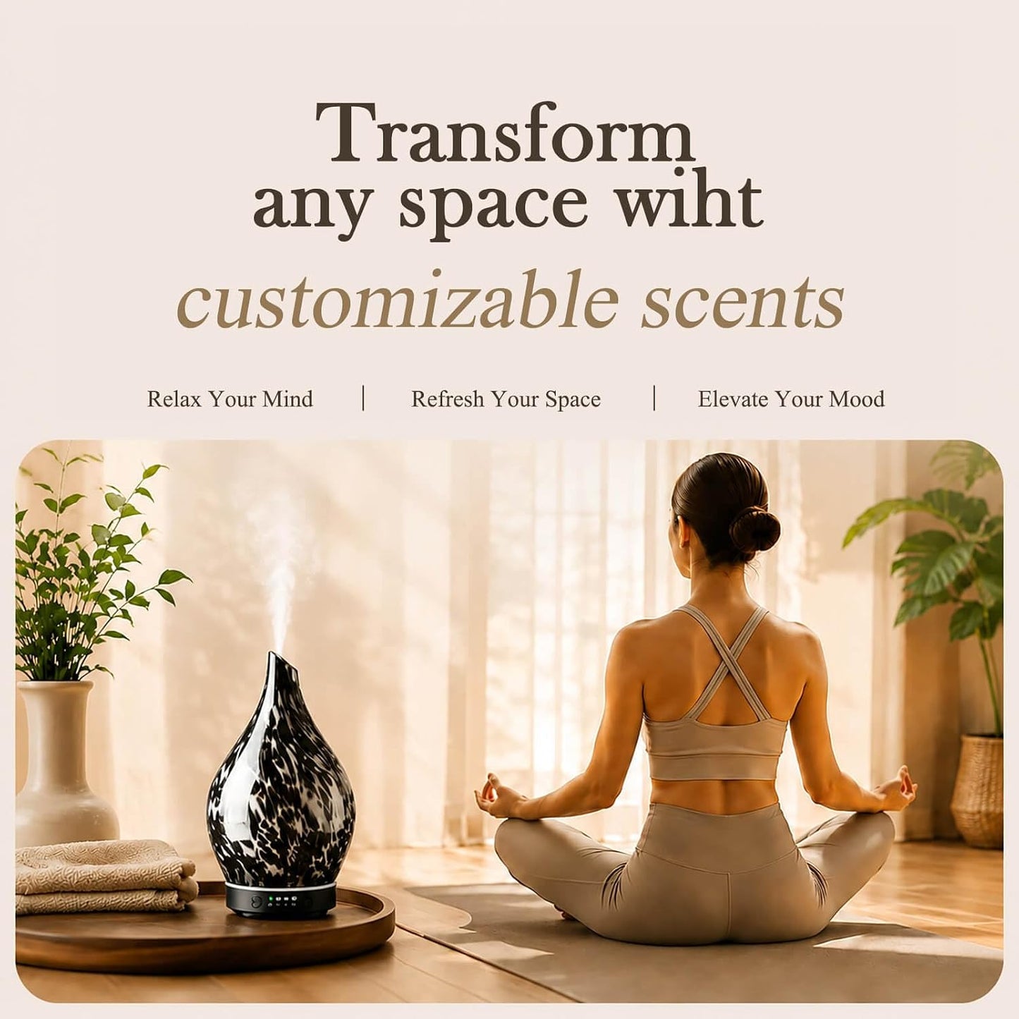 Essential Oil Diffuser 280ml Handmade Glass Diffuser 7H Runtime