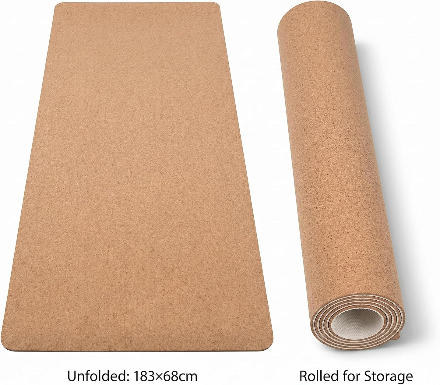 Cork Yoga Mat 6mm Extra Thick Cushioning High Density Natural Rubber Exercise Pad 72 x 24 Inch for Home Gym