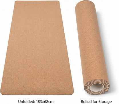 Cork Yoga Mat 6mm Extra Thick Cushioning High Density Natural Rubber Exercise Pad 72 x 24 Inch for Home Gym