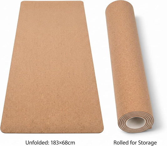 Cork Yoga Mat 6mm Extra Thick Cushioning High Density Natural Rubber Exercise Pad 72 x 24 Inch for Home Gym