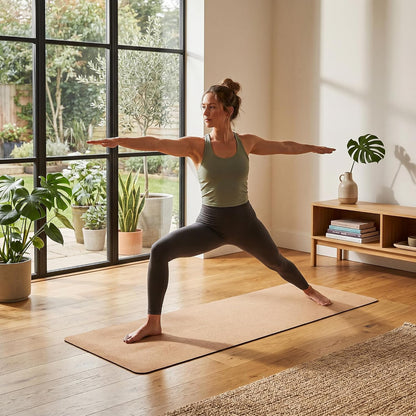 Cork Yoga Mat 6mm Extra Thick Cushioning High Density Natural Rubber Exercise Pad 72 x 24 Inch for Home Gym