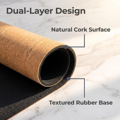 Cork Yoga Mat 6mm Extra Thick Cushioning High Density Natural Rubber Exercise Pad 72 x 24 Inch for Home Gym