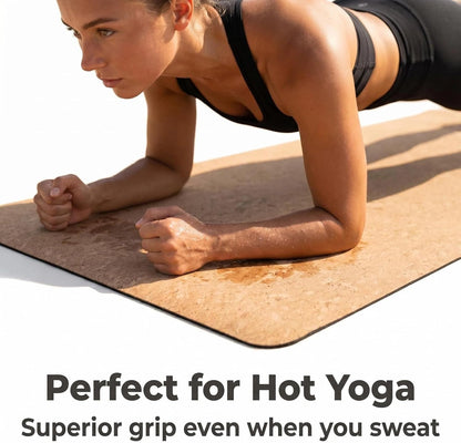 Cork Yoga Mat 6mm Extra Thick Cushioning High Density Natural Rubber Exercise Pad 72 x 24 Inch for Home Gym