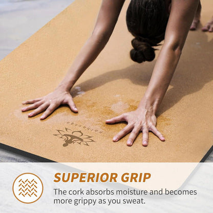 Hatha Yoga Extra Large Natural Cork Yoga Mat - 78" x 32" or 72" x 48", 1/2" Extra Thick Non-slip TPE Exercise Mat, Anti-Tear Pilates Mat for Home, Gym, Hot Yoga, Stretching, Fitness & Workouts