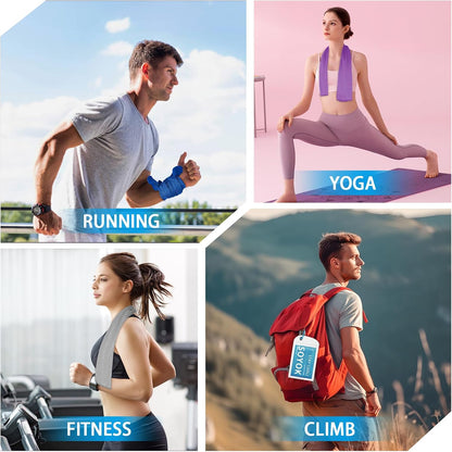 4 Packs Cooling Towel, 40" x 12" Microfiber Cooling Towels for Neck and Face, Soft Breathable Gym Towel for Working Out with Waterproof Bag & Carabiner, Sweat Towels for Running, Yoga, Travel, Climb