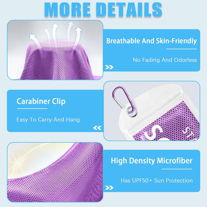 4 Packs Cooling Towel, 40" x 12" Microfiber Cooling Towels for Neck and Face, Soft Breathable Gym Towel for Working Out with Waterproof Bag & Carabiner, Sweat Towels for Running, Yoga, Travel, Climb