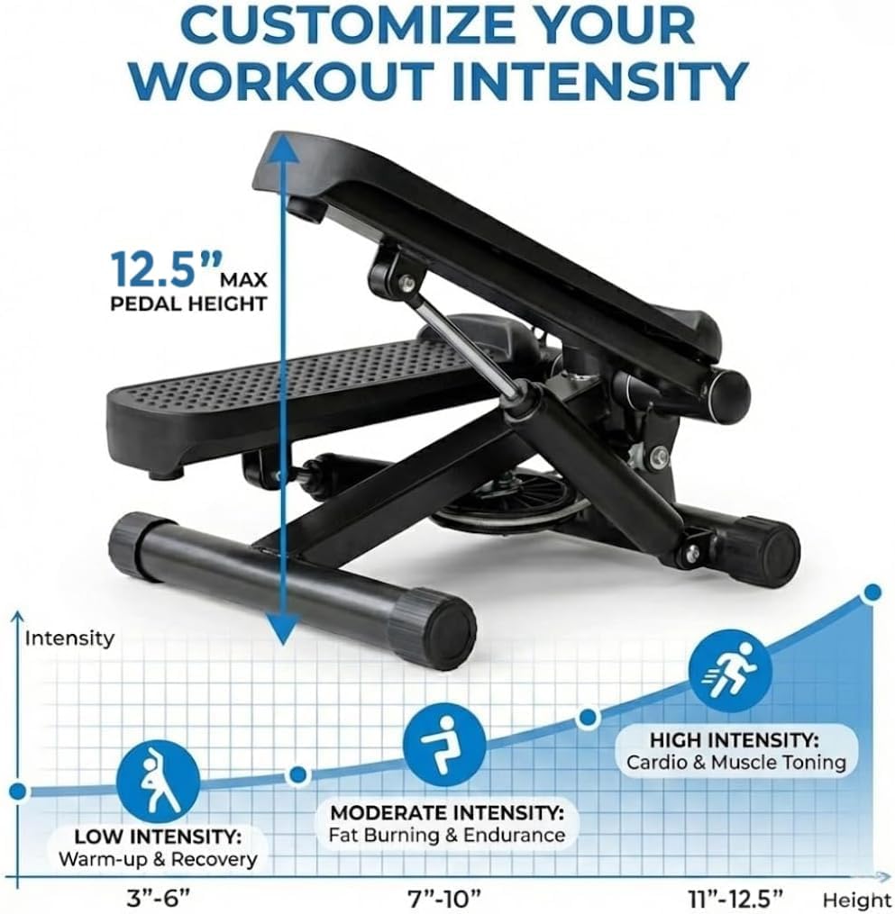 Compact Stepper Machine for Indoor Cardio & Leg Workout | Small Portable Step Exercise Equipment for At-Home Fitness | Quiet & Stable Fitness Stepper | Mini Stair Stepper for Home