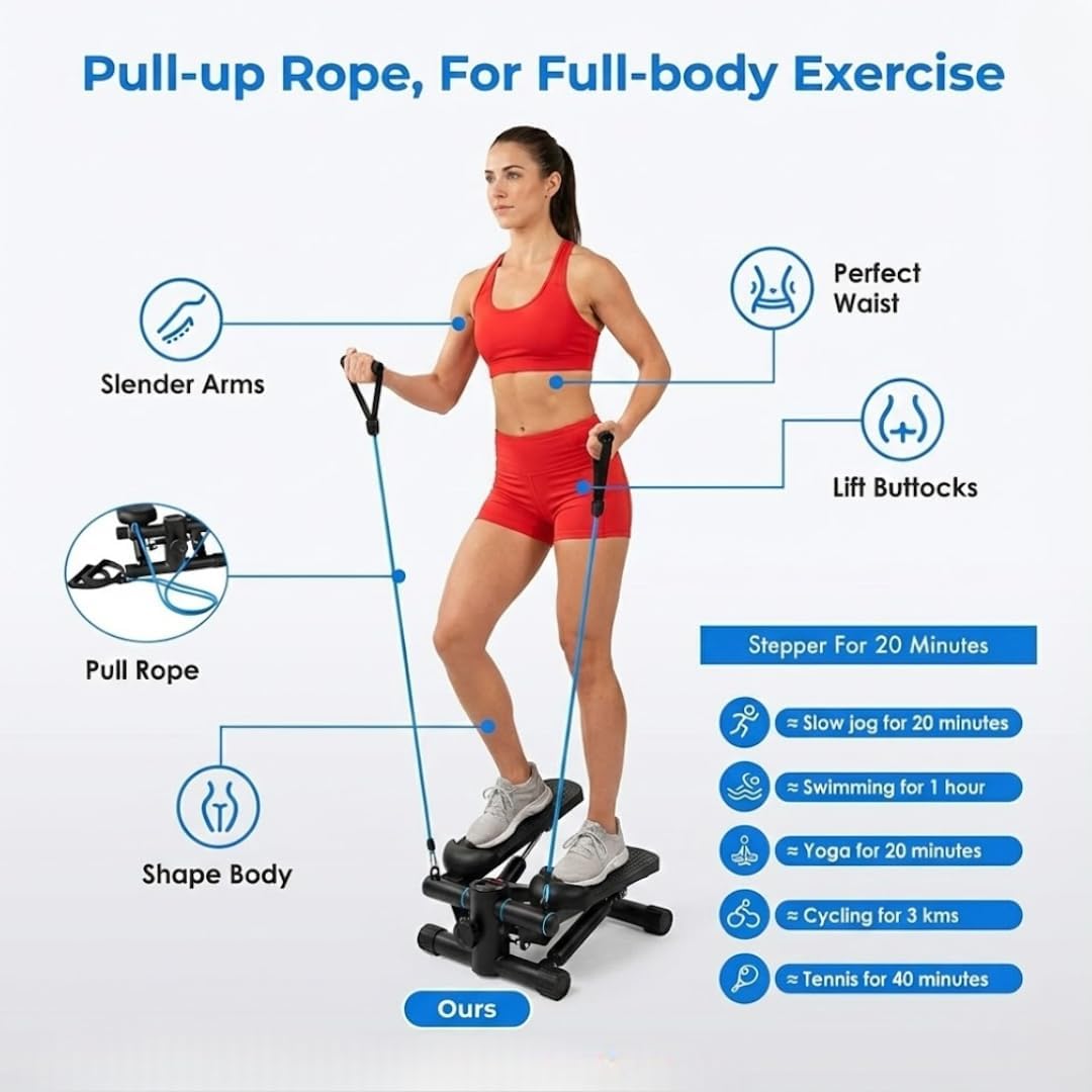 Compact Stepper Machine for Indoor Cardio & Leg Workout | Small Portable Step Exercise Equipment for At-Home Fitness | Quiet & Stable Fitness Stepper | Mini Stair Stepper for Home