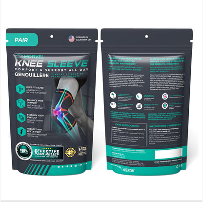 Compression Knee Brace for Women & Men - 2 Pack Knee Brace for Women Running Knee Pain, Knee Support Compression Sleeve, Workout Sports Knee Braces for Meniscus Tear ACL & Arthritis Pain Relief