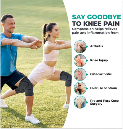Compression Knee Brace for Women & Men - 2 Pack Knee Brace for Women Running Knee Pain, Knee Support Compression Sleeve, Workout Sports Knee Braces for Meniscus Tear ACL & Arthritis Pain Relief