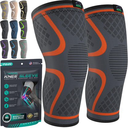 Compression Knee Brace for Women & Men - 2 Pack Knee Brace for Women Running Knee Pain, Knee Support Compression Sleeve, Workout Sports Knee Braces for Meniscus Tear ACL & Arthritis Pain Relief