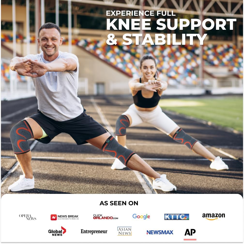 Compression Knee Brace for Women & Men - 2 Pack Knee Brace for Women Running Knee Pain, Knee Support Compression Sleeve, Workout Sports Knee Braces for Meniscus Tear ACL & Arthritis Pain Relief