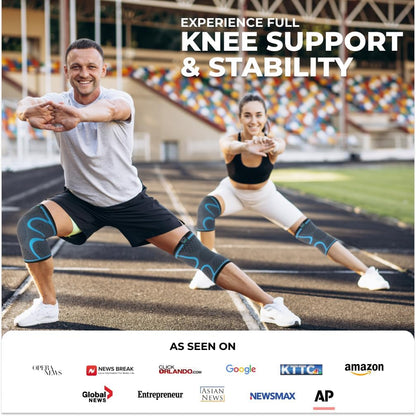 Compression Knee Brace for Women & Men - 2 Pack Knee Brace for Women Running Knee Pain, Knee Support Compression Sleeve, Workout Sports Knee Braces for Meniscus Tear ACL & Arthritis Pain Relief