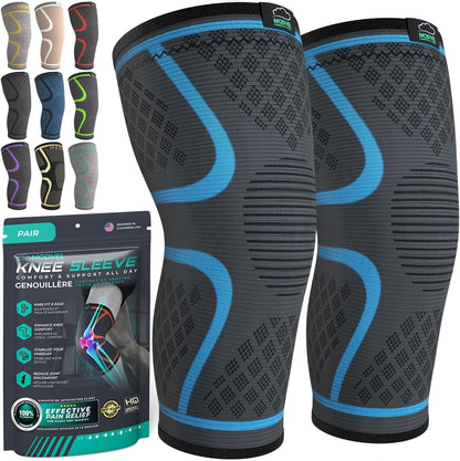 Compression Knee Brace for Women & Men - 2 Pack Knee Brace for Women Running Knee Pain, Knee Support Compression Sleeve, Workout Sports Knee Braces for Meniscus Tear ACL & Arthritis Pain Relief