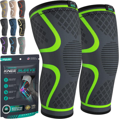 Compression Knee Brace for Women & Men - 2 Pack Knee Brace for Women Running Knee Pain, Knee Support Compression Sleeve, Workout Sports Knee Braces for Meniscus Tear ACL & Arthritis Pain Relief