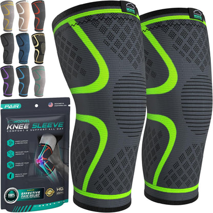 Compression Knee Brace for Women & Men - 2 Pack Knee Brace for Women Running Knee Pain, Knee Support Compression Sleeve, Workout Sports Knee Braces for Meniscus Tear ACL & Arthritis Pain Relief