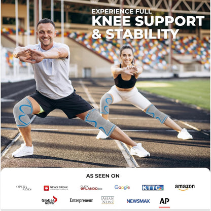 Compression Knee Brace for Women & Men - 2 Pack Knee Brace for Women Running Knee Pain, Knee Support Compression Sleeve, Workout Sports Knee Braces for Meniscus Tear ACL & Arthritis Pain Relief
