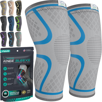 Compression Knee Brace for Women & Men - 2 Pack Knee Brace for Women Running Knee Pain, Knee Support Compression Sleeve, Workout Sports Knee Braces for Meniscus Tear ACL & Arthritis Pain Relief