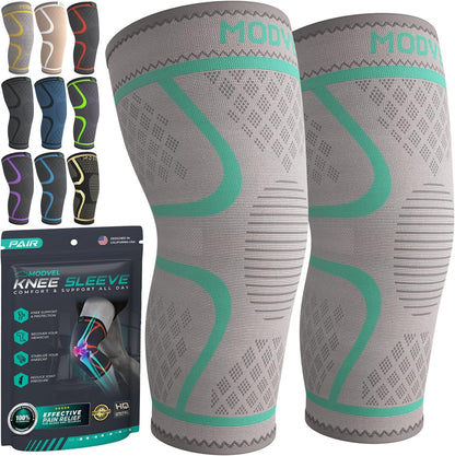 Compression Knee Brace for Women & Men - 2 Pack Knee Brace for Women Running Knee Pain, Knee Support Compression Sleeve, Workout Sports Knee Braces for Meniscus Tear ACL & Arthritis Pain Relief
