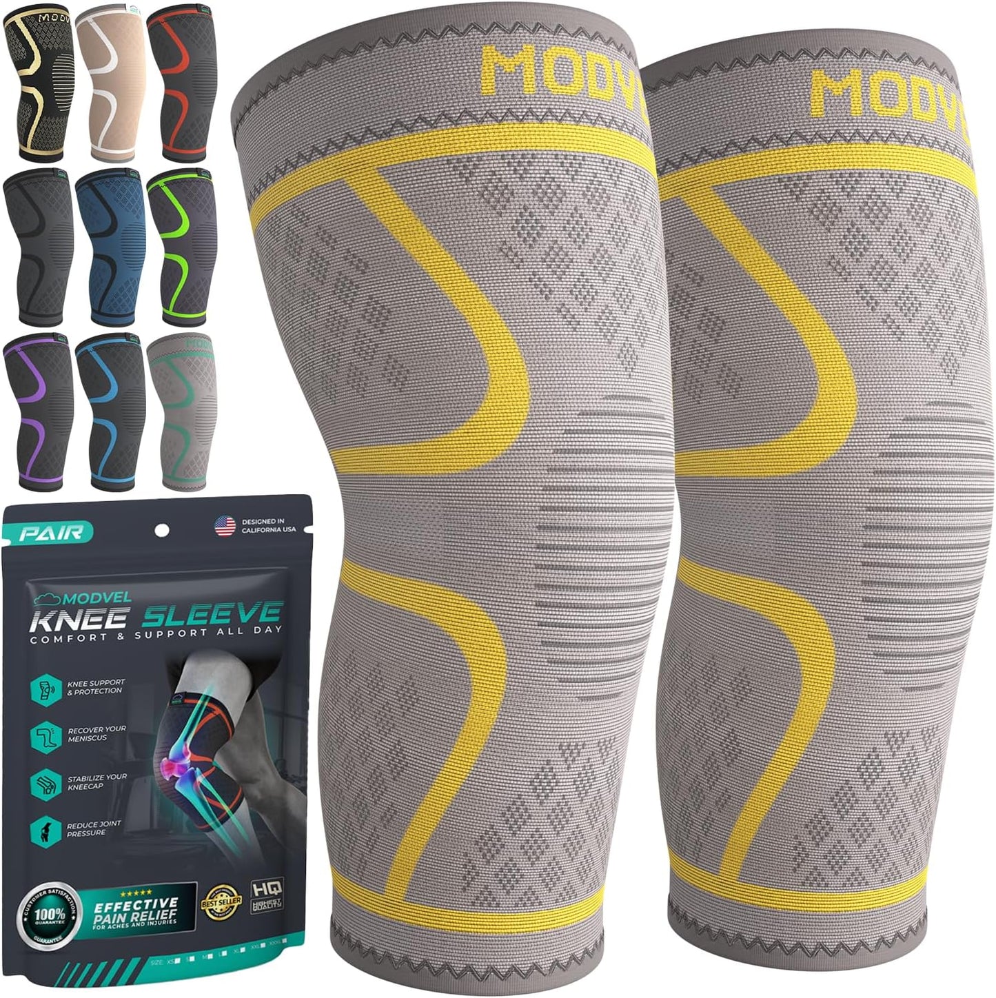 Compression Knee Brace for Women & Men - 2 Pack Knee Brace for Women Running Knee Pain, Knee Support Compression Sleeve, Workout Sports Knee Braces for Meniscus Tear ACL & Arthritis Pain Relief