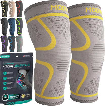 Compression Knee Brace for Women & Men - 2 Pack Knee Brace for Women Running Knee Pain, Knee Support Compression Sleeve, Workout Sports Knee Braces for Meniscus Tear ACL & Arthritis Pain Relief