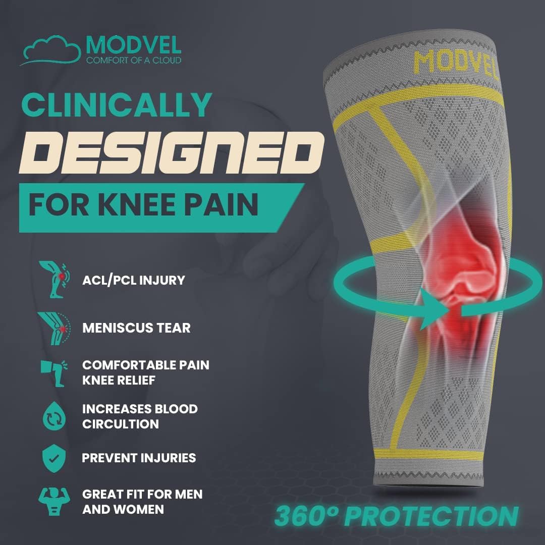 Compression Knee Brace for Women & Men - 2 Pack Knee Brace for Women Running Knee Pain, Knee Support Compression Sleeve, Workout Sports Knee Braces for Meniscus Tear ACL & Arthritis Pain Relief