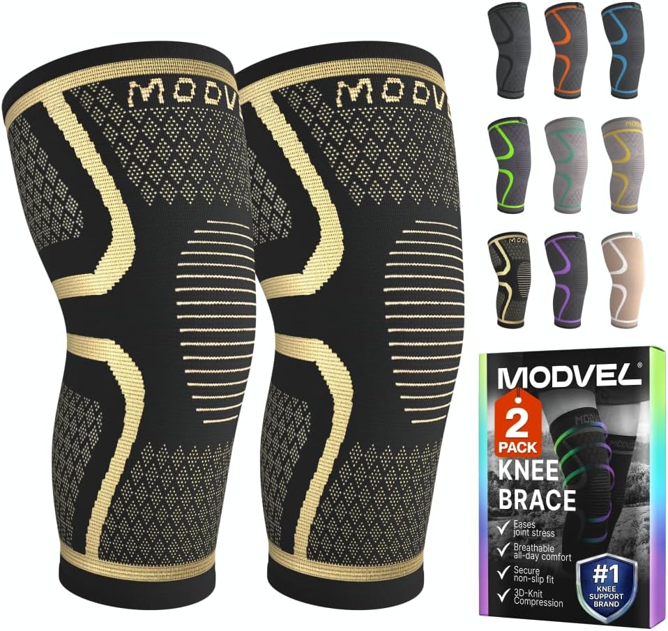 Compression Knee Brace for Women & Men - 2 Pack Knee Brace for Women Running Knee Pain, Knee Support Compression Sleeve, Workout Sports Knee Braces for Meniscus Tear ACL & Arthritis Pain Relief