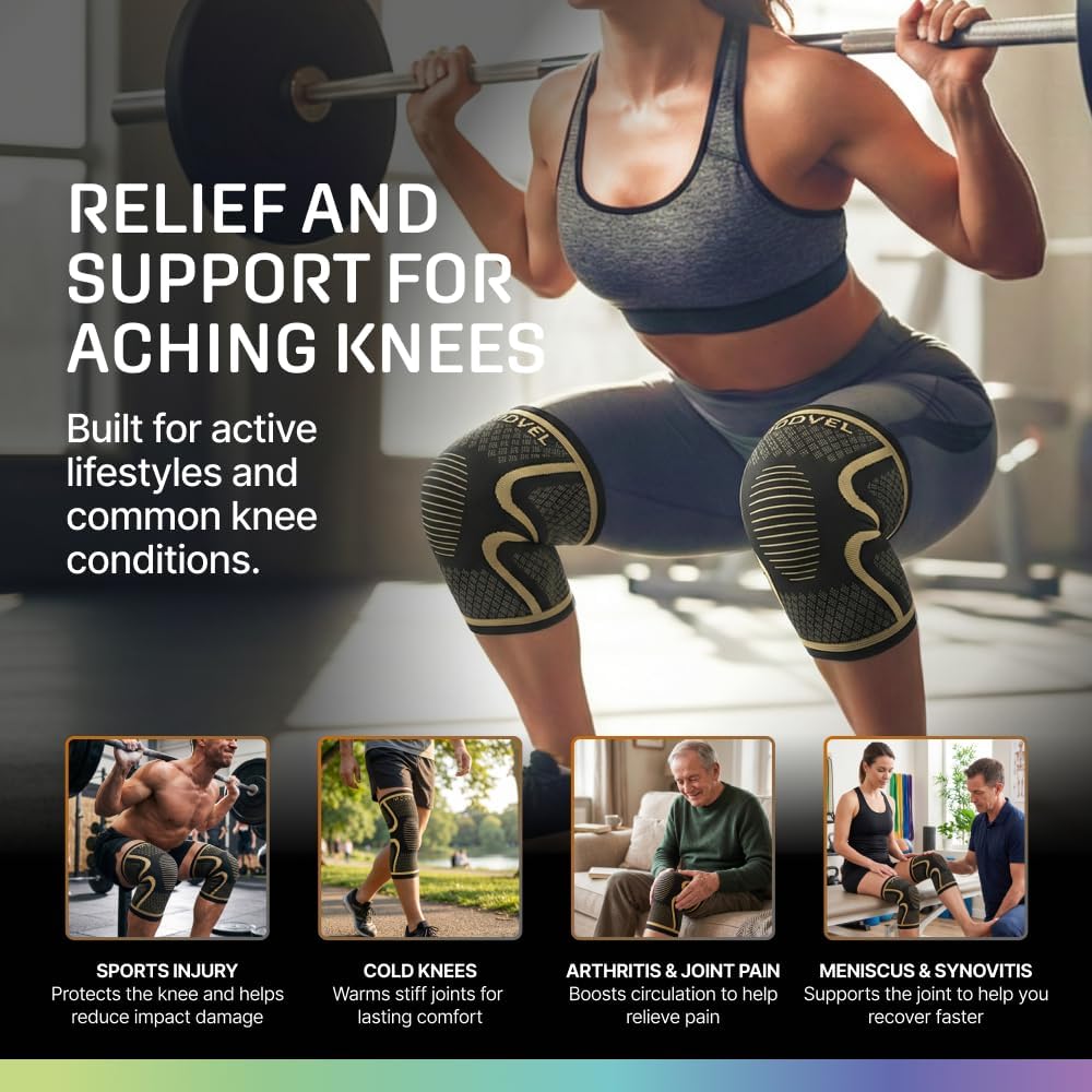 Compression Knee Brace for Women & Men - 2 Pack Knee Brace for Women Running Knee Pain, Knee Support Compression Sleeve, Workout Sports Knee Braces for Meniscus Tear ACL & Arthritis Pain Relief