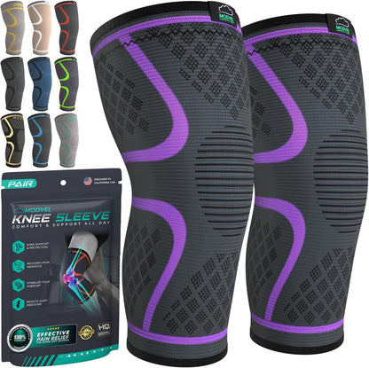 Compression Knee Brace for Women & Men - 2 Pack Knee Brace for Women Running Knee Pain, Knee Support Compression Sleeve, Workout Sports Knee Braces for Meniscus Tear ACL & Arthritis Pain Relief