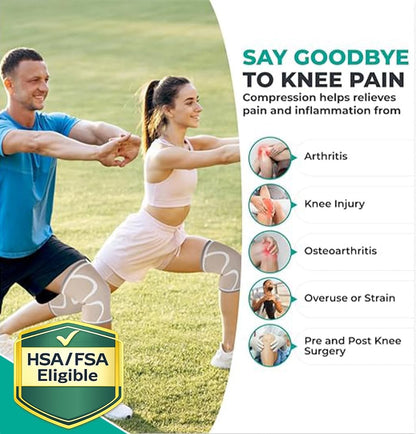 Compression Knee Brace for Women & Men - 2 Pack Knee Brace for Women Running Knee Pain, Knee Support Compression Sleeve, Workout Sports Knee Braces for Meniscus Tear ACL & Arthritis Pain Relief