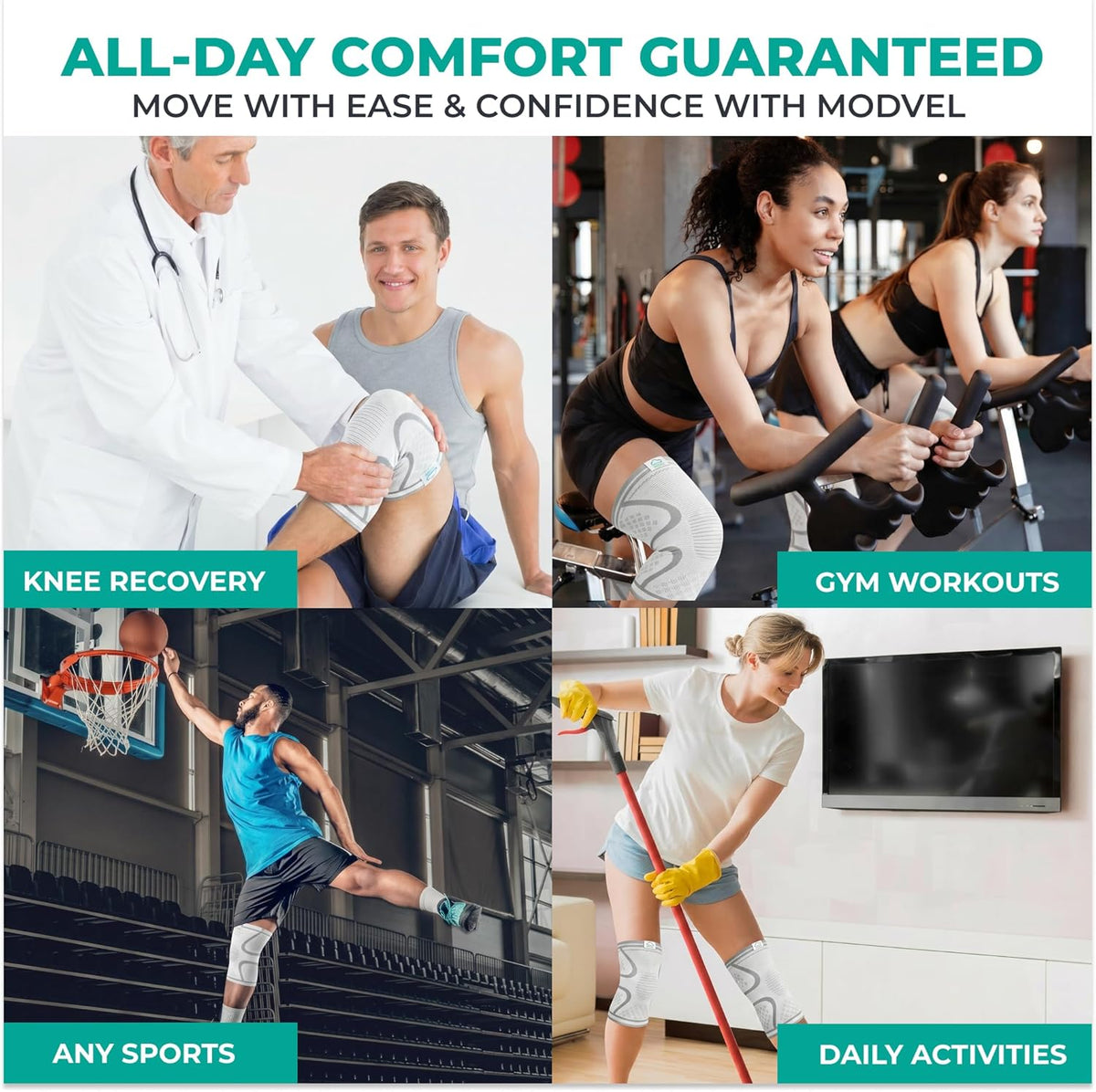 Compression Knee Brace for Women & Men - 2 Pack Knee Brace for Women Running Knee Pain, Knee Support Compression Sleeve, Workout Sports Knee Braces for Meniscus Tear ACL & Arthritis Pain Relief