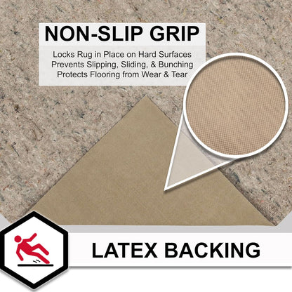 Non Slip Rug Pad 3' x 5'- 1/4" Thick Felt + Latex Rubber Gripper - Dual Surface Cushion for Hardwood, Carpet, Tile Floors, Made in USA - Colors B