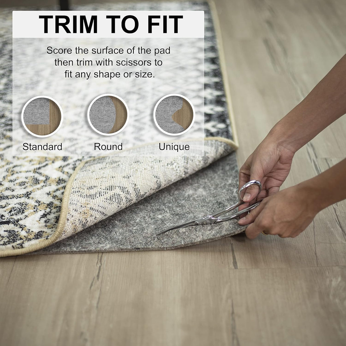 Non Slip Rug Pad 3' x 5'- 1/4" Thick Felt + Latex Rubber Gripper - Dual Surface Cushion for Hardwood, Carpet, Tile Floors, Made in USA - Colors B