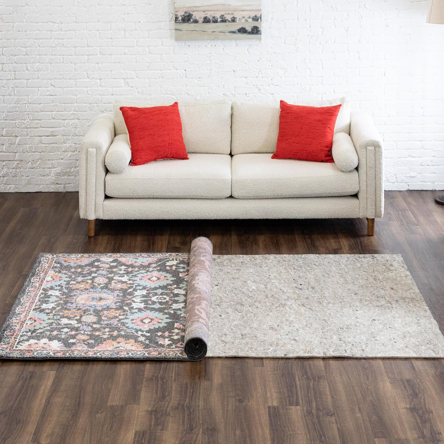 Non Slip Rug Pad 3' x 5'- 1/4" Thick Felt + Latex Rubber Gripper - Dual Surface Cushion for Hardwood, Carpet, Tile Floors, Made in USA - Colors B