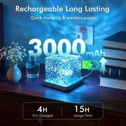 Waterproof Shower Light, Rechargeable Shower Lamp with 16 Color Changeable, Wireless Bathroom Lamp Mood Lighting with Touch & Remote Control, LED Ocean Wave Projector Light for Inside Shower, Bedroom