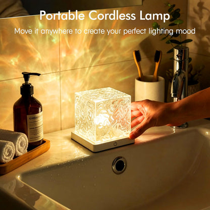 Waterproof Shower Light, Rechargeable Shower Lamp with 16 Color Changeable, Wireless Bathroom Lamp Mood Lighting with Touch & Remote Control, LED Ocean Wave Projector Light for Inside Shower, Bedroom