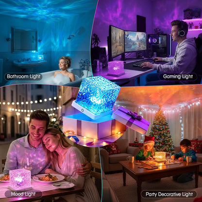 Waterproof Shower Light, Rechargeable Shower Lamp with 16 Color Changeable, Wireless Bathroom Lamp Mood Lighting with Touch & Remote Control, LED Ocean Wave Projector Light for Inside Shower, Bedroom
