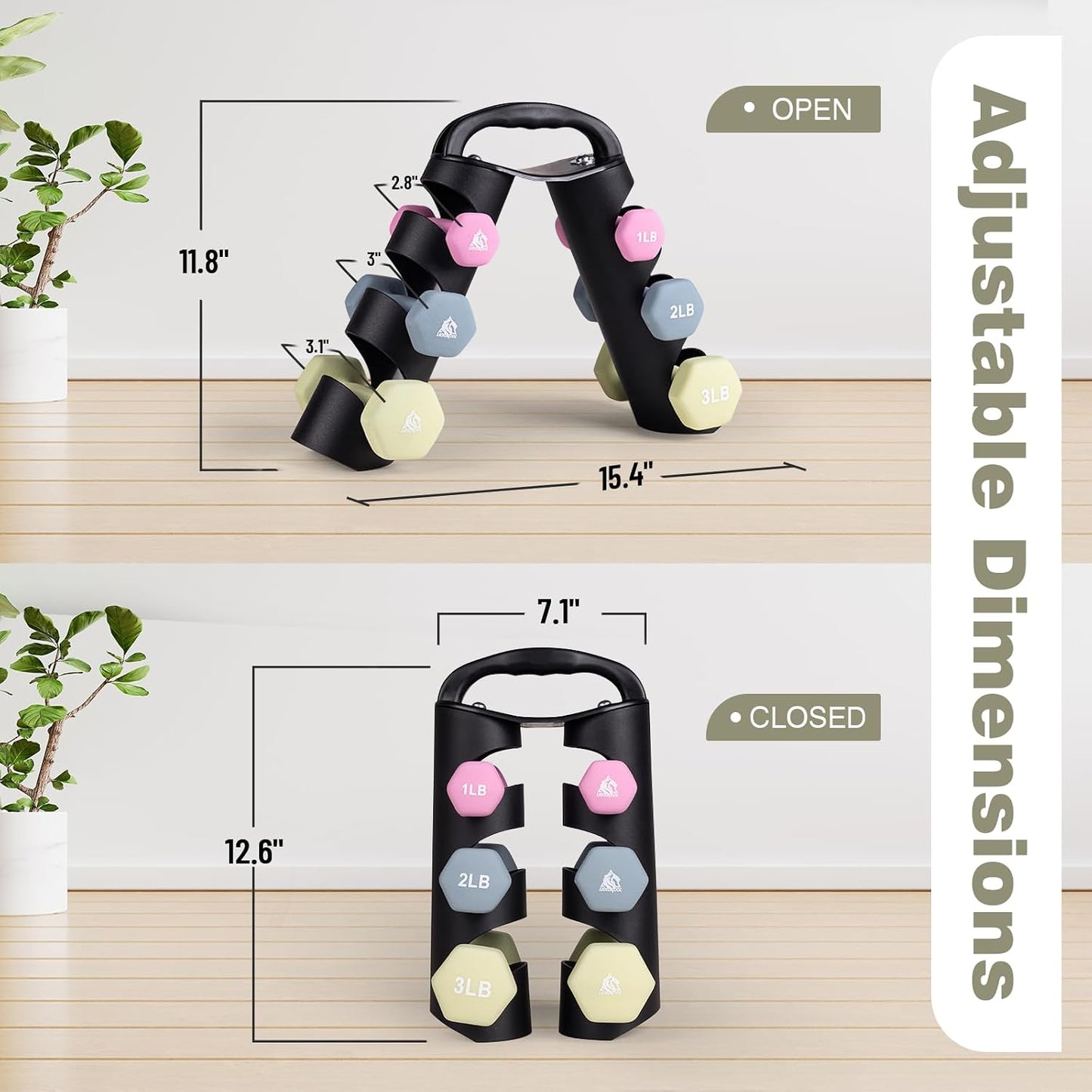 Set of 2 Neoprene Coated Dumbbell Hand Weights, Anti-Slip and Anti-Roll Hex Dumbbells in Pair for Strength Training, Resistance Training