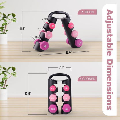 Set of 2 Neoprene Coated Dumbbell Hand Weights, Anti-Slip and Anti-Roll Hex Dumbbells in Pair for Strength Training, Resistance Training