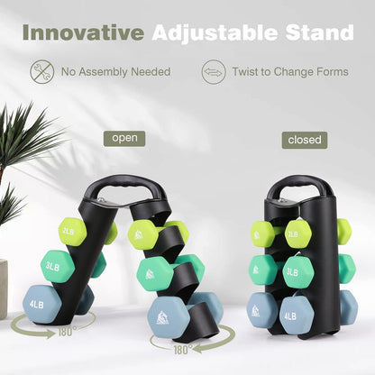 Set of 2 Neoprene Coated Dumbbell Hand Weights, Anti-Slip and Anti-Roll Hex Dumbbells in Pair for Strength Training, Resistance Training