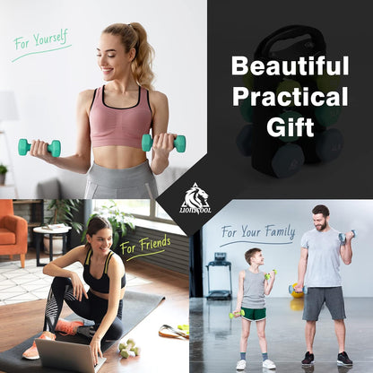 Set of 2 Neoprene Coated Dumbbell Hand Weights, Anti-Slip and Anti-Roll Hex Dumbbells in Pair for Strength Training, Resistance Training