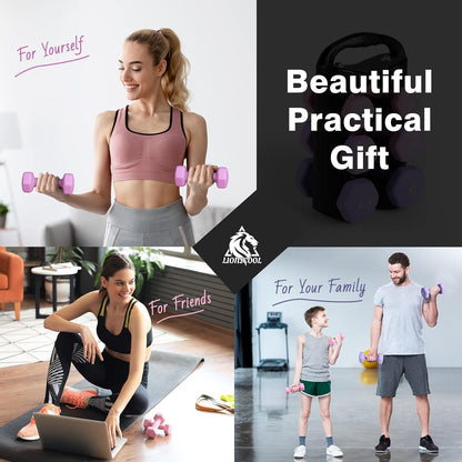 Set of 2 Neoprene Coated Dumbbell Hand Weights, Anti-Slip and Anti-Roll Hex Dumbbells in Pair for Strength Training, Resistance Training