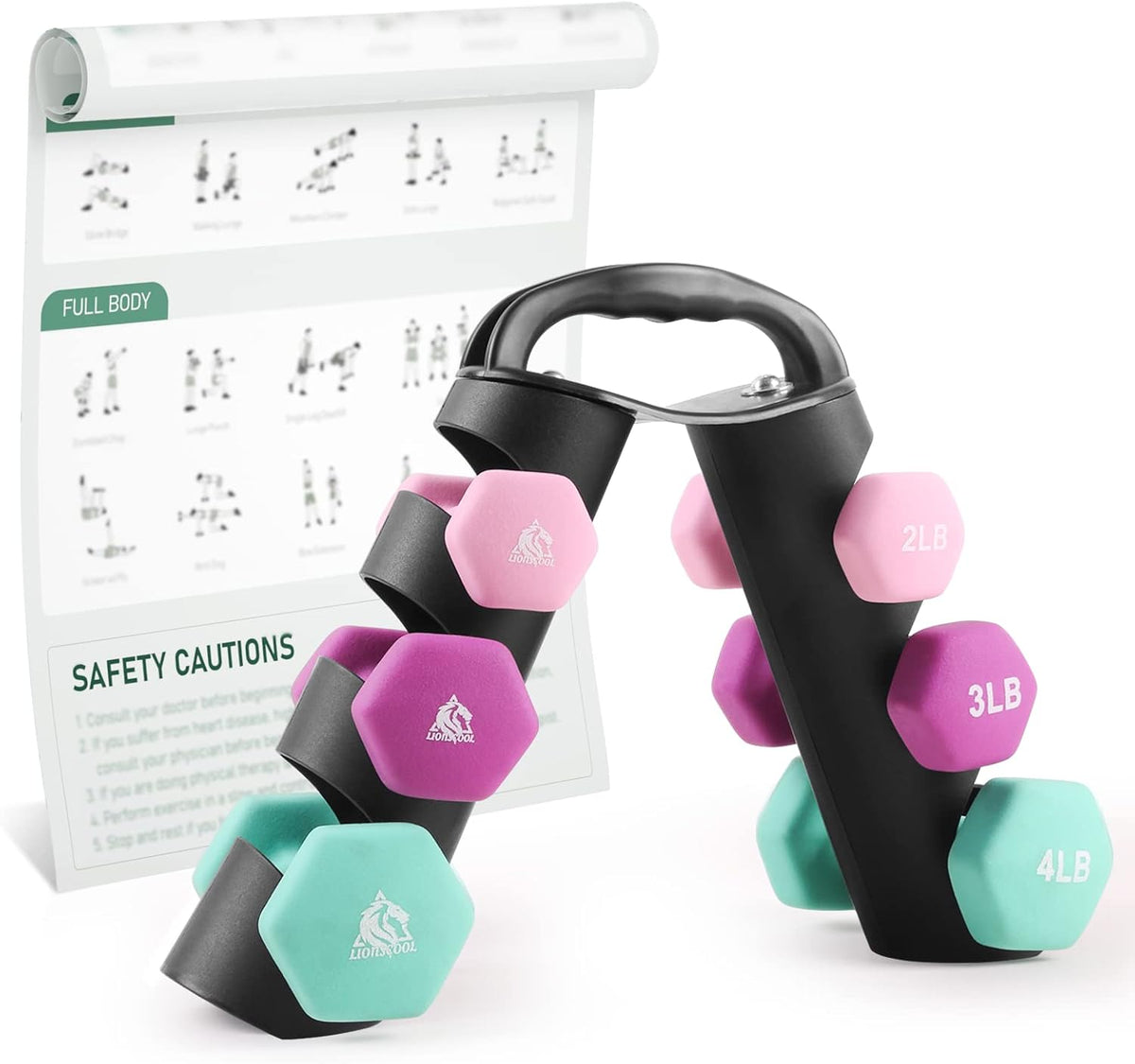 Set of 2 Neoprene Coated Dumbbell Hand Weights, Anti-Slip and Anti-Roll Hex Dumbbells in Pair for Strength Training, Resistance Training