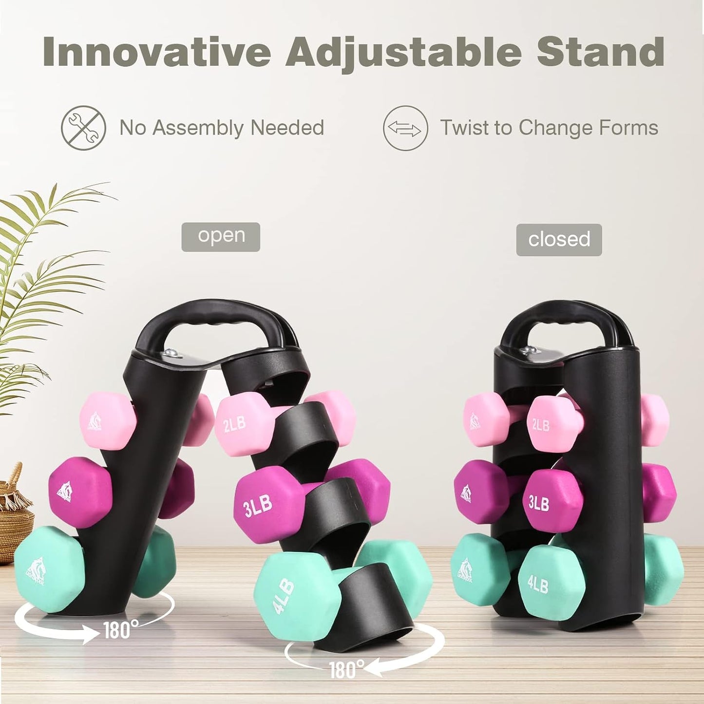 Set of 2 Neoprene Coated Dumbbell Hand Weights, Anti-Slip and Anti-Roll Hex Dumbbells in Pair for Strength Training, Resistance Training
