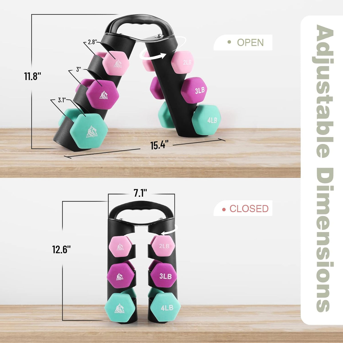 Set of 2 Neoprene Coated Dumbbell Hand Weights, Anti-Slip and Anti-Roll Hex Dumbbells in Pair for Strength Training, Resistance Training