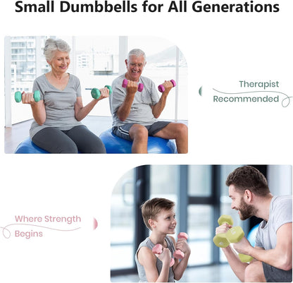 Set of 2 Neoprene Coated Dumbbell Hand Weights, Anti-Slip and Anti-Roll Hex Dumbbells in Pair for Strength Training, Resistance Training