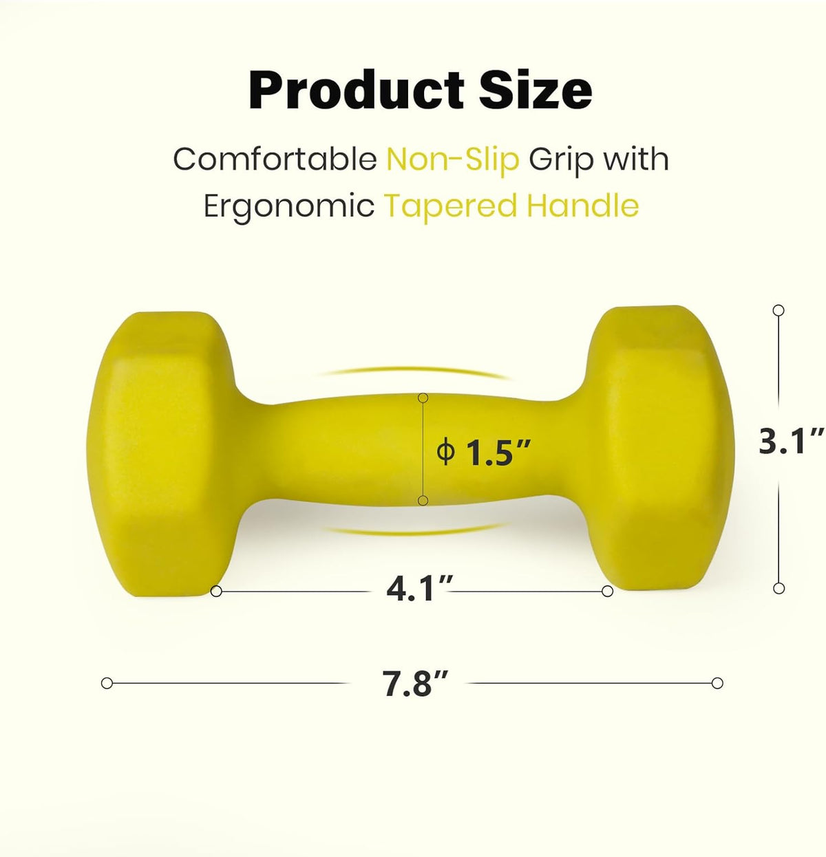 Set of 2 Neoprene Coated Dumbbell Hand Weights, Anti-Slip and Anti-Roll Hex Dumbbells in Pair for Strength Training, Resistance Training