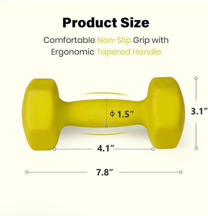 Set of 2 Neoprene Coated Dumbbell Hand Weights, Anti-Slip and Anti-Roll Hex Dumbbells in Pair for Strength Training, Resistance Training